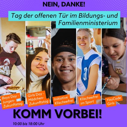 Geschlechterstereotype? Nein, danke! 👏

Das @bmbfsfj lädt euch am 23. und 24. August ganz herzlich zum Tag der offenen...